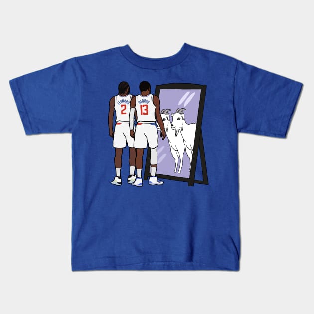 Kawhi Leonard and Paul George Mirror GOATs Kids T-Shirt by rattraptees